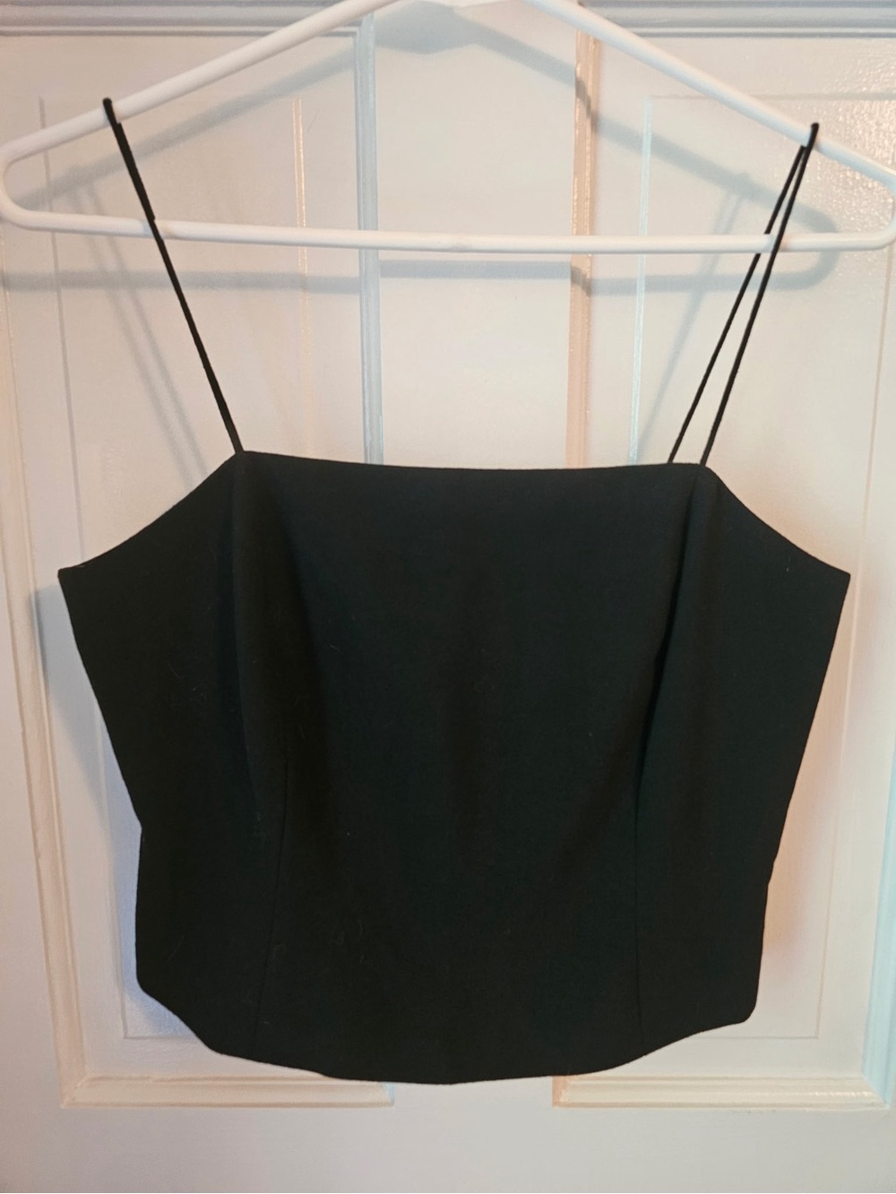 Ann Taylor Black Spaghetti-Strap Cropped Cami